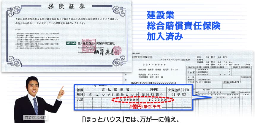 建設業総合賠償責任保険加入済み