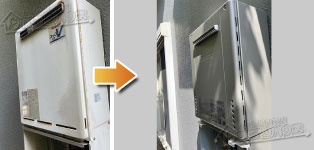 ほっとハウス ノーリツ ガス給湯器施工事例RUF-V2001SAW→GT-C2072SAW BL