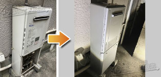 ノーリツ ガス給湯器施工事例NR-S816RFWC-R→GT-C1672SAW-1 BL