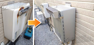 ノーリツ ガス給湯器施工事例RUF-V2405SAW→GT-C2472SAW-1 BL