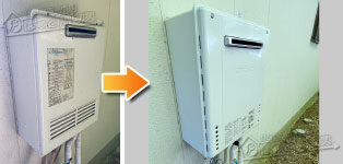 ノーリツ ガス給湯器施工事例GFK-2014WKA→GT-2070SAW-1 BL